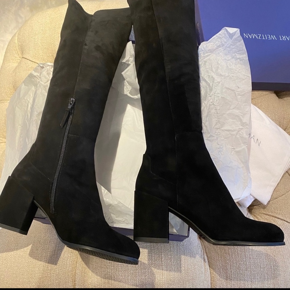 Stuart Weitzman ALLJACK over the knee boots, new in box, black suede, 9M